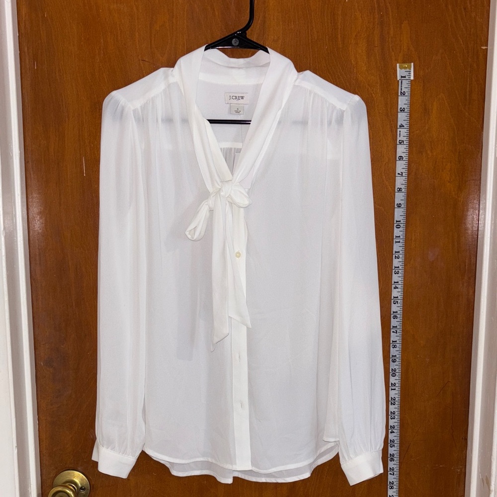 J. Crew Women's Cream Tie-Neck Blouse